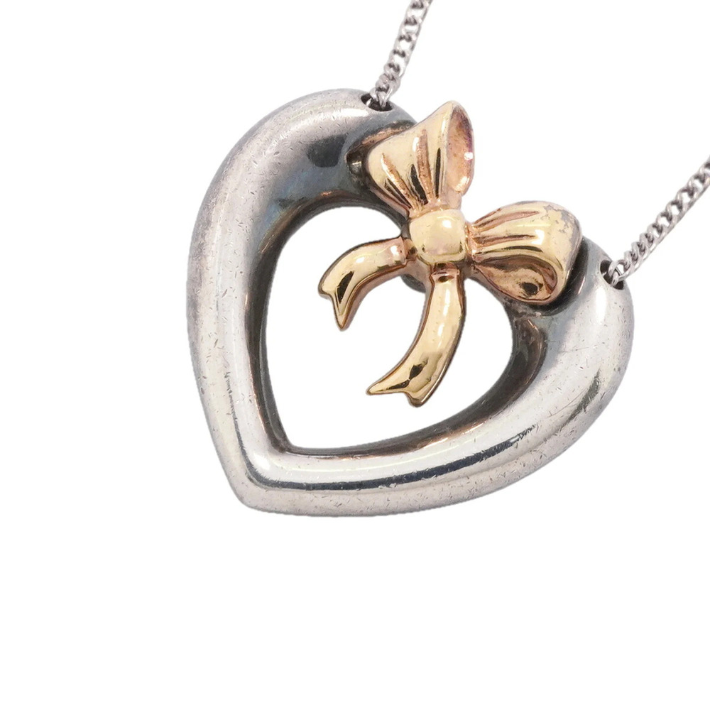 Tiffany & Co. Necklace, Heart Ribbon Design, 18K Yellow Gold (KYG), Sterling ...